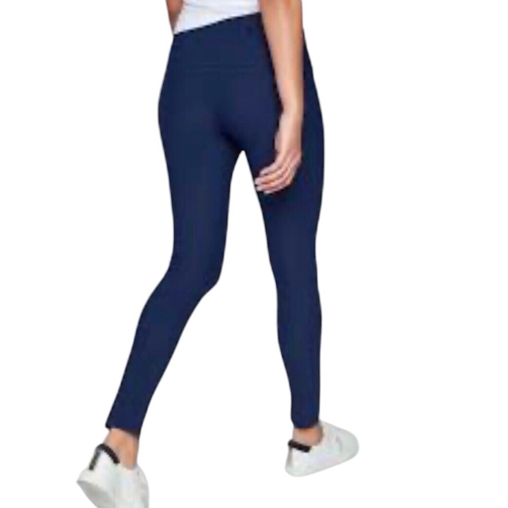 Athleta Pull On Pants Stellar Tight Navy Blue Pockets Athletic Travel Workout L - Picture 2 of 10